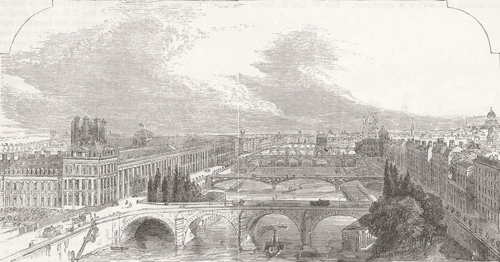 FRANCE. Paris Seine view from near the Pont Royal 1872 old antique print